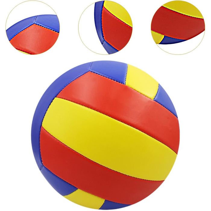 Волейбольний м'яч Perfeclan Standard 5 для залу, басейну, активного відпочинку (жовтий, синій, червоний)