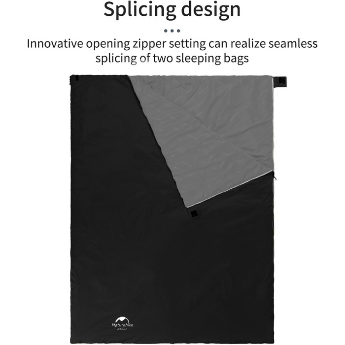 Спальний мішок Naturehike Ultraleicht: ультралегкий, компактний, для 3 сезонів, 190x75/205x85 см, вага 680/760 г, для походів, кемпінгу, рюкзаків, чорний, XL