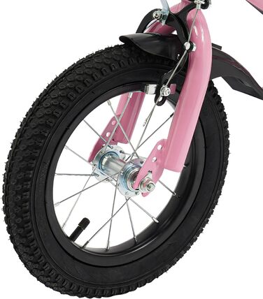 Дитяче велосипед 12 дюймів з регульованою висотою сідла, для дітей 2-5 років. Тренувальний велосипед з додатковими колесами, кошиком та пляшкою. Підходить для дівчаток та хлопчиків (Рожевий)