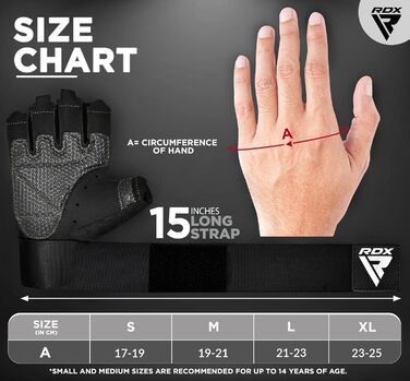 Рукавички для тренувань RDX Fitness з фіксаторами зап'ястя, 15 дюймів, захист від ковзання, для важкої атлетики, пауерліфтингу, чоловічі/жіночі