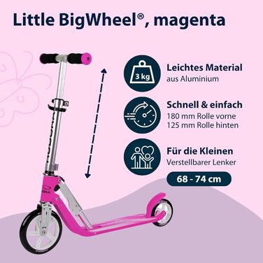 Дитячий алюмінієвий самокат HUDORA Little BigWheel, складаний, регульований, великі колеса, до 100 кг, для дітей від 3 років