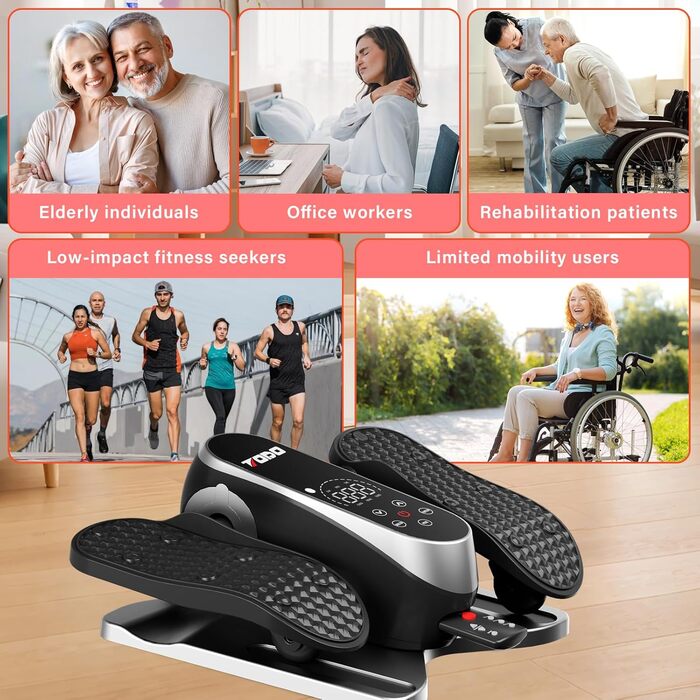 Міні електричний еліптичний тренажер для дому: крос-тренажер з 12 швидкостями та 2 режимами, педальний тренажер для літніх людей, з пультом дистанційного керування та дисплеєм, тренажер для ніг сидячи