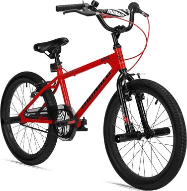 Дитячий велосипед BMX Bergsteiger Monaco 20 дюймів, фрістайл, для дітей 6-9 років, 4 сталеві пеги, захист ланцюга, вільний хід, червоний