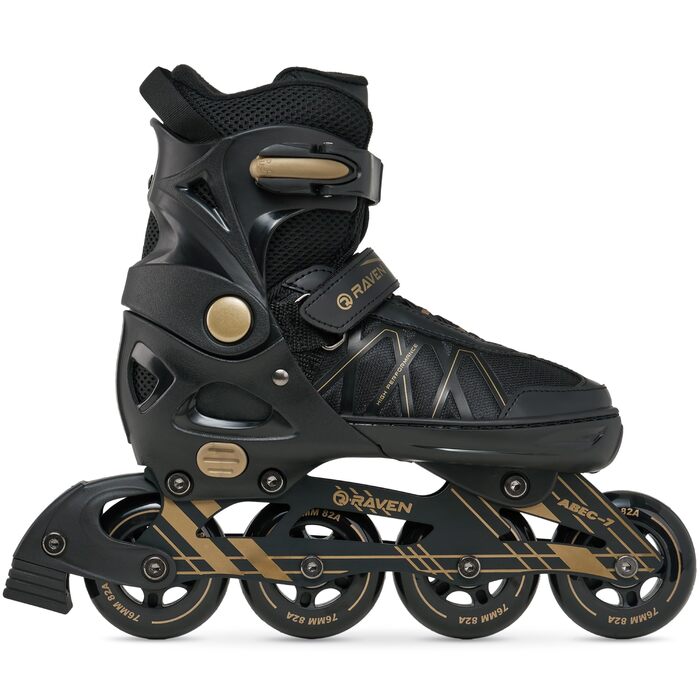 Інлайнери роликові ковзани RAVEN Expert для дітей та дорослих, регульовані 40-43 (25,5-28см), колір золотий
