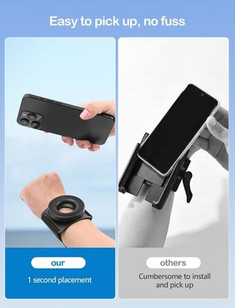 Утримувач для телефону на руку TOPGO, фіолетовий (чорний), сумісний з iPhone 16 Pro Max та Android, магнітний, обертається 360°