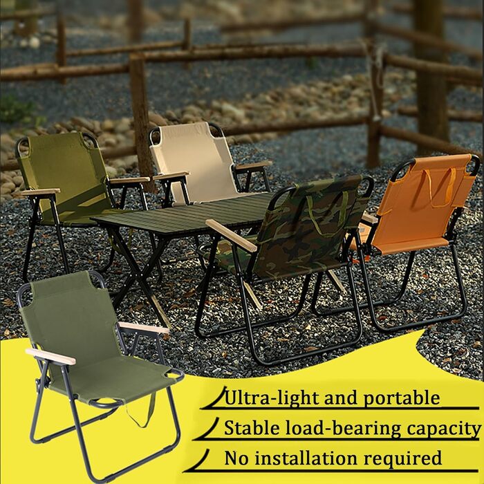 TerraVibe Складний стілець для кемпінгу, риболовлі та відпочинку (зелений)