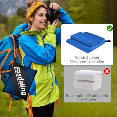 Набір рушників Damoguin 3 шт. з мікрофібри, великі (180x80 см) та 2 шт. маленькі (80x40 см). Швидковисихаючі рушники з мікрофібри для спорту, пляжу, ванни та подорожей (темно-синій)