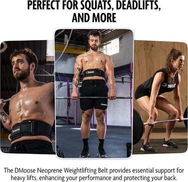 Пояс для важкої атлетики DMoose - підтягуючий пояс з системою самоблокування - пояс для чоловіків та жінок - фітнес, важка атлетика, бодібілдинг, кросфіт