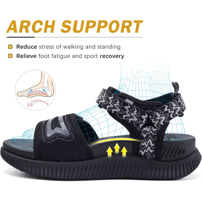 Жіночі трекінгові сандалі KuaiLu: зручні ортопедичні сандалі для піших прогулянок та спорту, літні сандалі на шнурівці, чорні (39 EU)