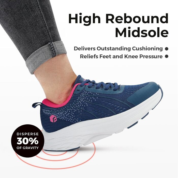 Жіночі кросівки FitVille для ходьби та бігу - широкі, дихаючі, з антиковзкою підошвою, для занять спортом та фітнесом (41 EU, блакитний, неоновий рожевий)