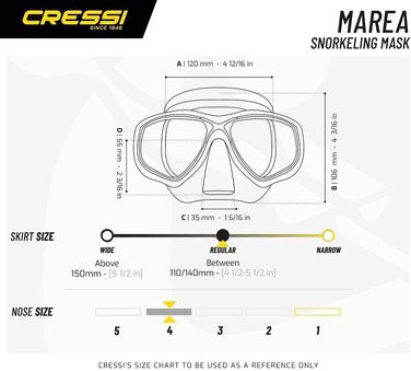 Маска для дайвінгу та снорклінгу Cressi Marea, унісекс, жовто-біла, універсальний розмір, комплект з трубкою Mexico або без неї