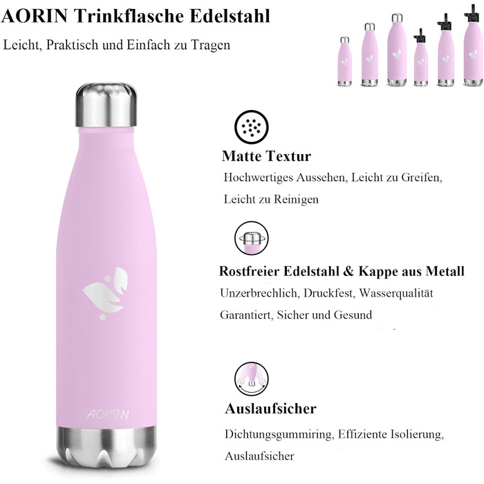 AORIN вакуумна термобутилка для води 350/500/750 мл, BPA-Free, зберігає тепло до 12 годин, холод до 24 годин, для дітей, школи, спорту, велосипеда, фітнесу, преміум-якість