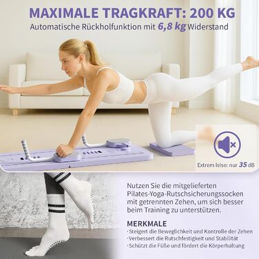 Реформатор Pilates Northdeer, оновлена версія 2025, складаний фітнес-борд 8-в-1, чорний