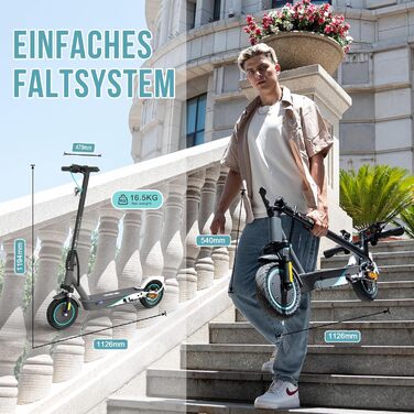 Електросамокат RCB EV85F/EV10K PRO з ABE, 8,5-10 дюймів, 400W, до 40 км, складаний, подвійна гальмівна система, подвійний амортизатор, керування через додаток