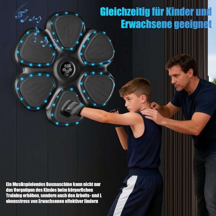 Музична боксерська машина Smart Music Boxing Machine - для дорослих та дітей, Bluetooth, 12 швидкостей, з підрахунком ударів