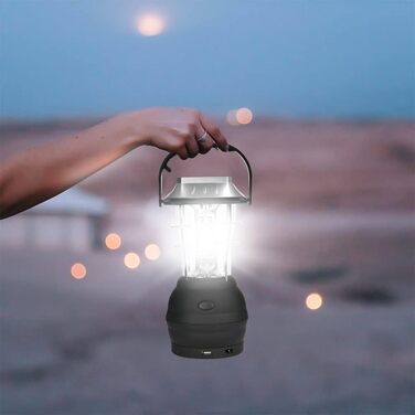 LED кемпінговий ліхтар Flintronic 1000 люменів, перезаряджуваний, 6 режимів, водонепроникний, акумулятор 3600mAh, Powerbank, USB-кабель, сонячна панель, ручний генератор