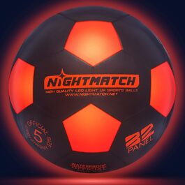 LED футбольний м'яч NIGHTMATCH, розмір 5, водостійкий, світиться для гри вночі, для дітей і дорослих, комплект з насосом і додатковими батарейками