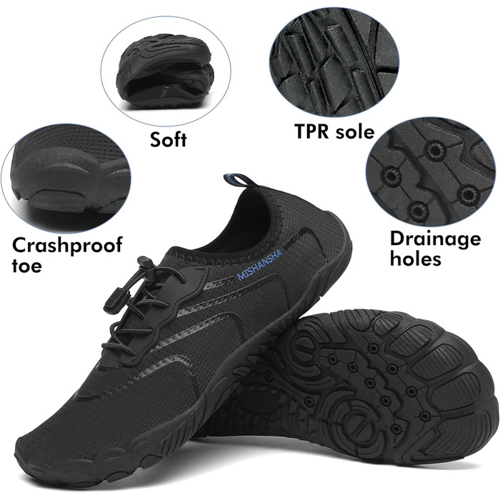 Чоловічі та жіночі аквашузи Mishansha, чорного кольору, розмір 40 EU