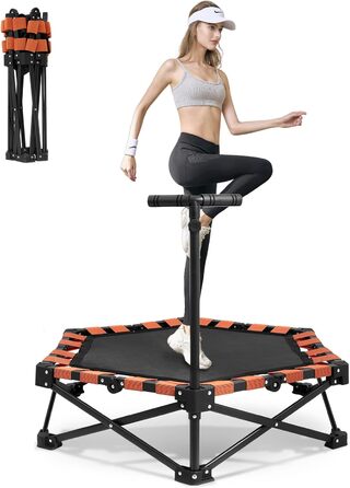 Трамплін для фітнесу Ø106 см, складаний з регульованою штангою, вантажопідйомність 150 кг, без встановлення, стабільний та тихий, для дітей та дорослих