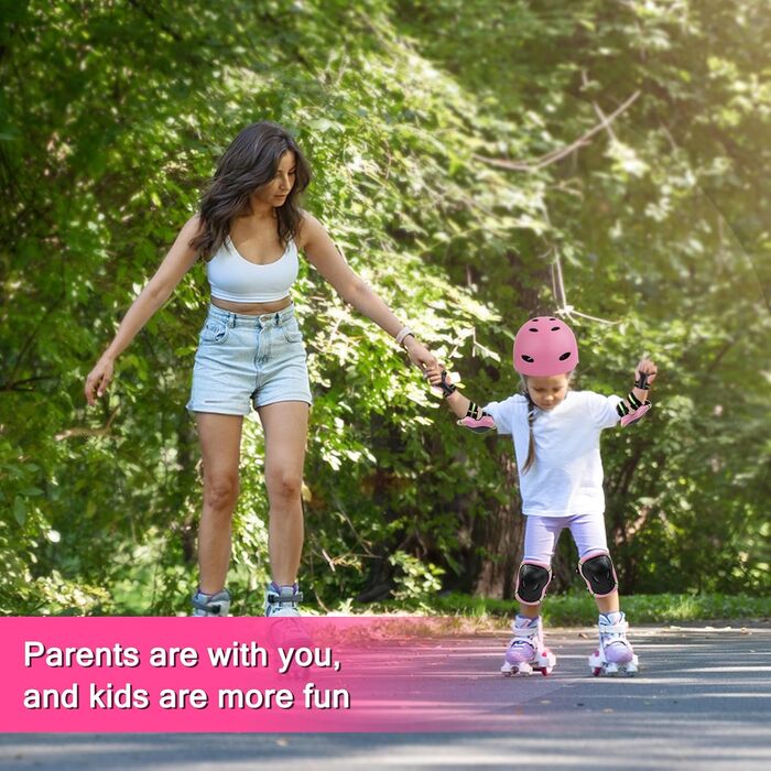 Набір наколінників для дітей 7-в-1: наколінники, налокітники, шлем для велосипеда, скейтборда, лиж, рожевий