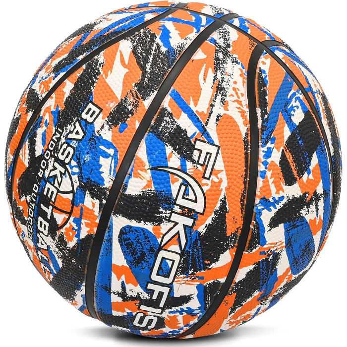 Баскетбольний м'яч FAKOFIS, розмір 5, для гри на вулиці та в залі, тренування, дорослі. (3 шт., камуфляжний оранжево-чорний)
