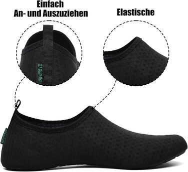 Чоботи для плавання Saguaro: чоловічі та жіночі, швидковисихаючі, для пляжу, серфінгу, з неопрену, розмір EU 36-47 (Чорний, 40/41 EU)