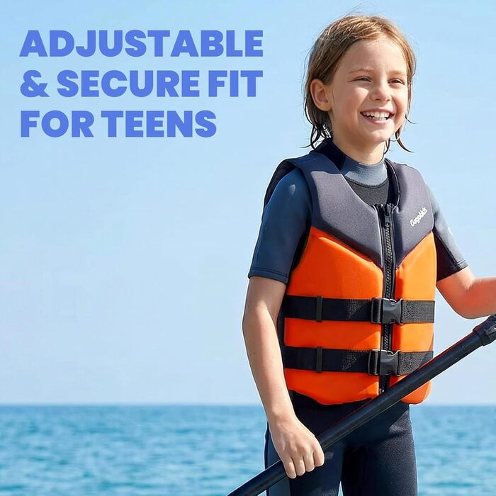 Дитячий жилет для плавання Gogokids Junior 30-50 кг, помаранчевий. Регульований, з неопрену, для каяку, SUP та басейну. 6-11 років