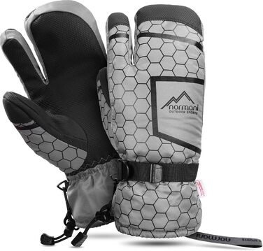 Зимові рукавички normani Apex утеплені ComforMax Classic до -35°C, крабовий стиль, сірі/чорні, XL