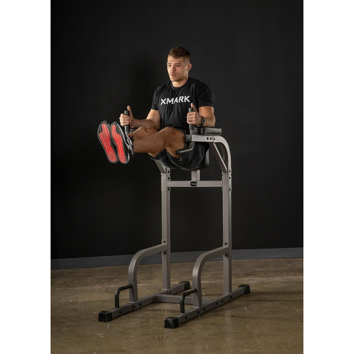 Тренажер XMark Fitness для вертикального підйому колін, з брусами та станцією для віджимань, багатофункціональний VKR для тренування пресу та м'язів корпусу