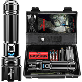 Ліхтар Shadowhawk 500000 Люмен: Тактичний ліхтар XHP70.2, USB, IP67, 5 режимів, з чохлом, чорний