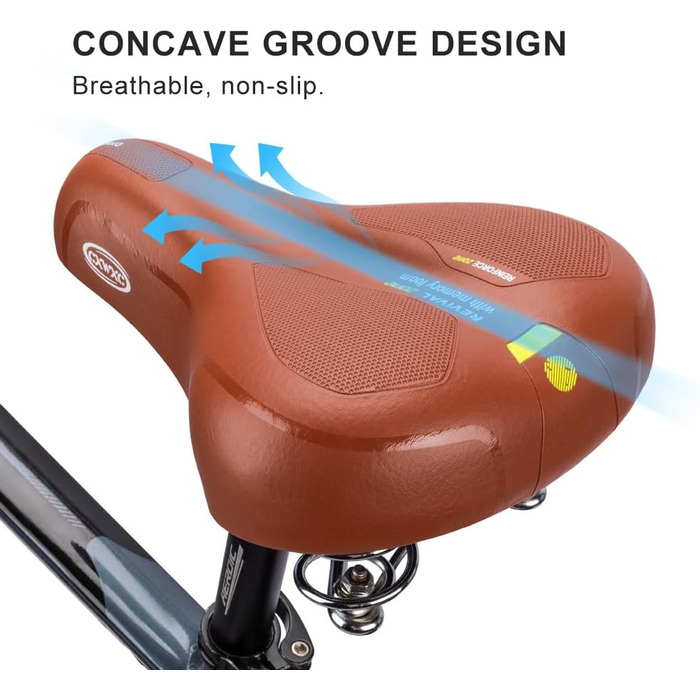 Велосипедне сідло CXWXC з Memory Foam, ергономічне, водонепроникне, амортизуюче, 26 x 18,5 см, для MTB, унісекс, коричневе