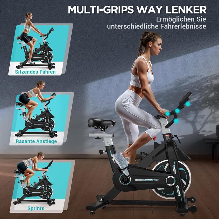 Hometrainer WENOKER з LCD-дисплеєм та Bluetooth: тихий велотренажер для дому, до 160 кг, з підтримкою мобільного застосунку