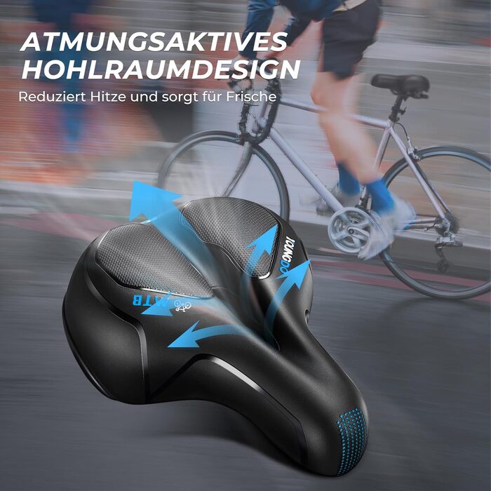 Велосипедне сидіння YOUNGDO: гелеве, комфортне, дихаюче, з амортизацією, ергономічне, водонепроникне, блакитне для міста