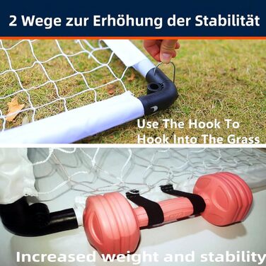 Дитячі складані ворота для футболу 60x45/90x60/115x80 см - ідеальний подарунок для гри в саду, в приміщенні або на вулиці. Білі ворота + м'яч для футболу