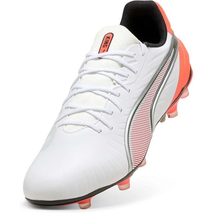 Футбольні бутси PUMA King Match Fg/Ag (46.5 EU) – білий/сріблястий/червоний, унісекс