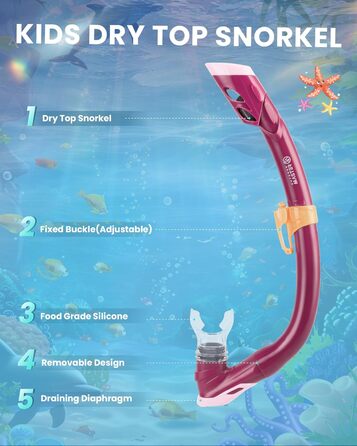 Дитячий набір для снорклінгу OutdoorMaster Marlin: маска, трубка з сухим верхом, регульовані ласти, антифог, для хлопчиків і дівчаток 5-16 років