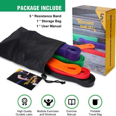 Стрічки опору для фітнесу та фізіотерапії, набір для тренувань, дамам та чоловікам, багато кольорів