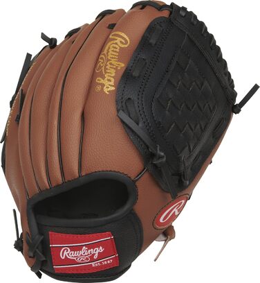 Дитяча бейсбольна рукавичка Rawlings Players Series для т-болу, права рука, розмір 9-11,5'' (26,7 см), для дітей 6-8 років, темно-коричнева/чорна
