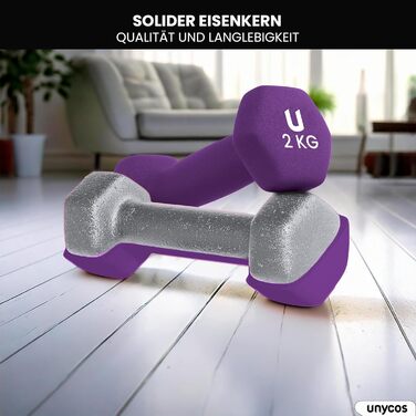 Гантелі неопренові UNYCOS 2 шт. 1-10 кг, короткі, антиковзаючі, для фітнесу, силових тренувань, пілатесу, дому. Набір 1 кг, 2 кг, 3 кг.