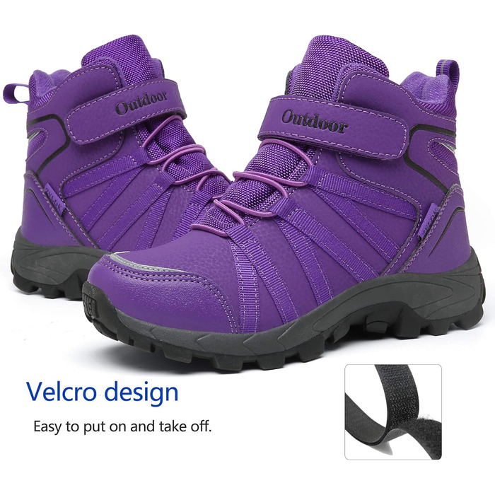 Зимові черевики для дітей: тепла водонепроникна модель для сноубордингу та трекінгу, з клямками (29 EU, фіолетовий)