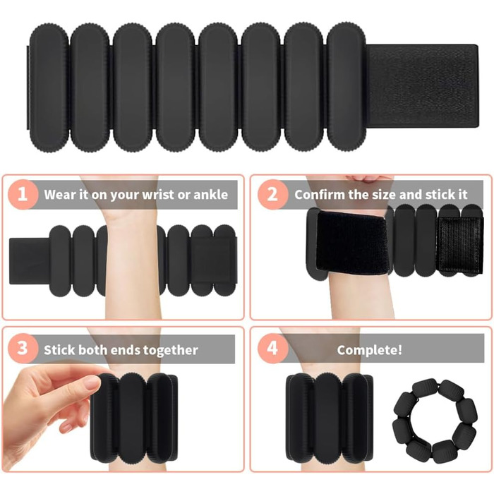 Регульовані вантажні манжети для зап'ястя та щиколоток, комплект для тренувань, ходьби, бігу, йоги, аеробіки, пілатесу, вантажне ремінь, фітнес-браслет, чорний