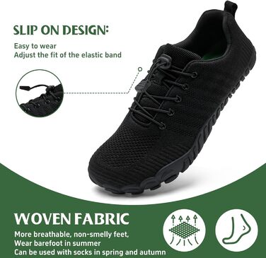 Barefoot Shoes IceUnicorn для жінок та чоловіків: кросівки для трейлу, плавання та відпочинку на пляжі (46 EU, чорний)