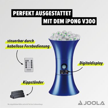 Робот для пінг-понгу JOOLA iPong V300 | Машина для м'ячів для настільного тенісу - тренажер для м'ячів 40+ мм, Single iPong V300