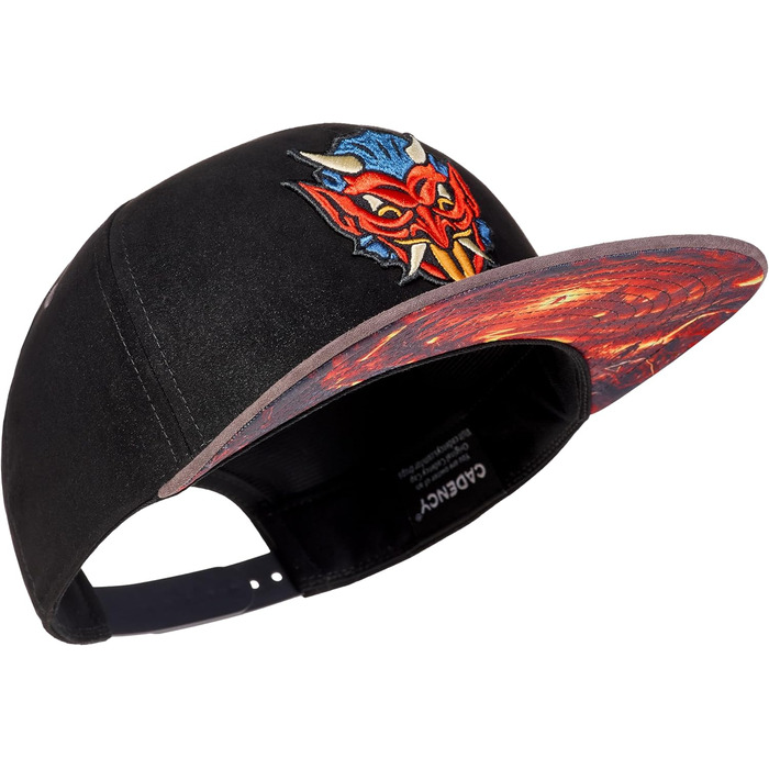 Кепка-снапбек Cadency унісекс з прямим козирком, регульований розмір, бейсболка (Devil - Чорна)