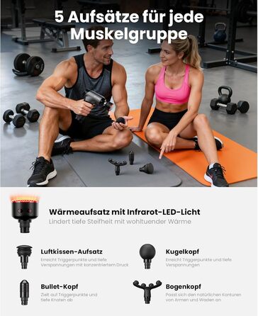 Масажер для тіла BOB AND BRAD T2 Ultra з підігрівом та терапією червоного світла. Професійний масажер глибоких тканин для спортсменів. Портативний масажер для відновлення м'язів. Подарунок для чоловіків та жінок.