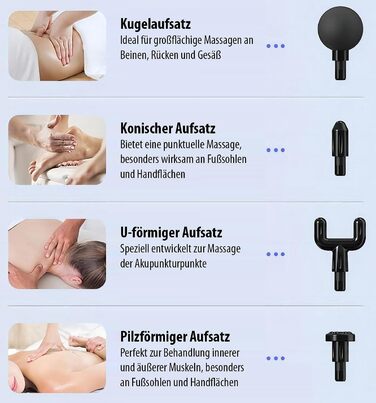 Масажний пістолет Newgen Medicals: Компактний акумуляторний масажер для рук з 4 насадками, 6 рівнів, USB-C, 30W