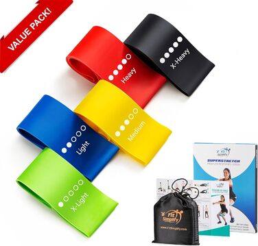 Фітнес-еластичні стрічки Fit Simplify з інструкцією та сумкою, набір 5 шт.