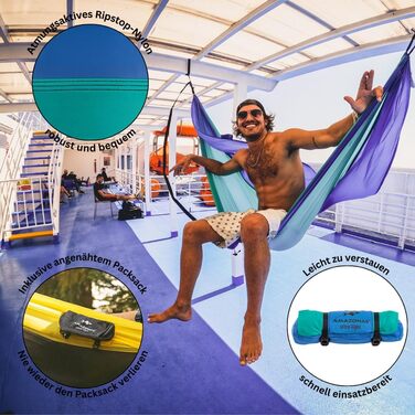 Гамак Amazonas Ultra-Light Adventure Coyote Kingsize 275x140 см, зелений (Ice-blue) - надлегкий, до 150 кг