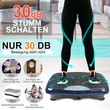 Віброплатформа для тренувань всього тіла Triclicks - 5 програм, з пультом, стрічки, для дому, схуднення, блакитна