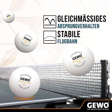 GEWO Select PRO тенісні м'ячі для настільного тенісу 3 зірки, пластикові 40+ мм зшиті, ITTF сертифіковані, білі, професійні, 3 шт.
